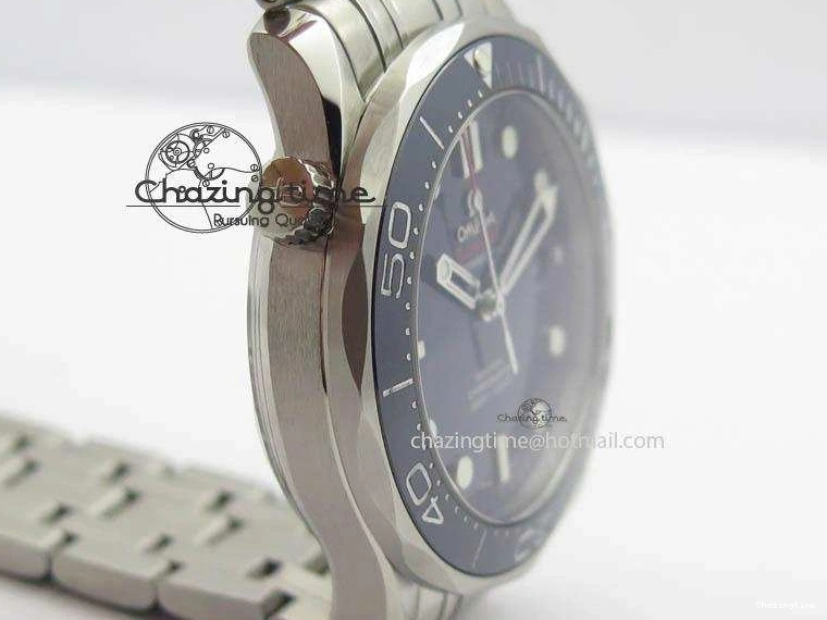 0226 WaterResistant Seamaster 300M SS MK 1:1 Best Edition Blue Dial Blue Ceramic Bezel On SS Bracelet A 8175